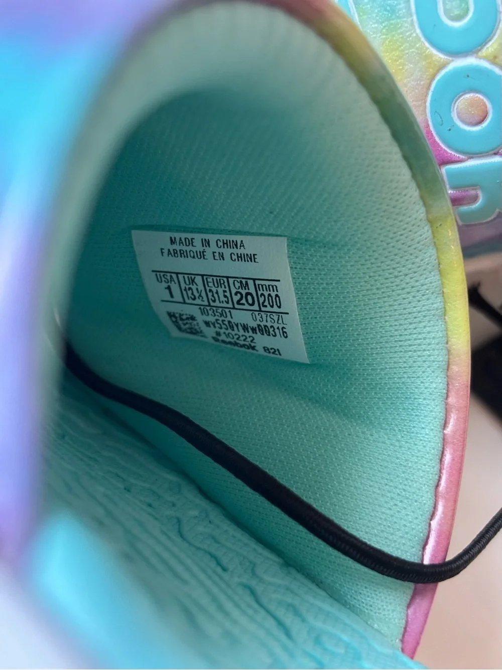 New Reebok Kids' Teal Tie-Dye Slide Sandals size 1